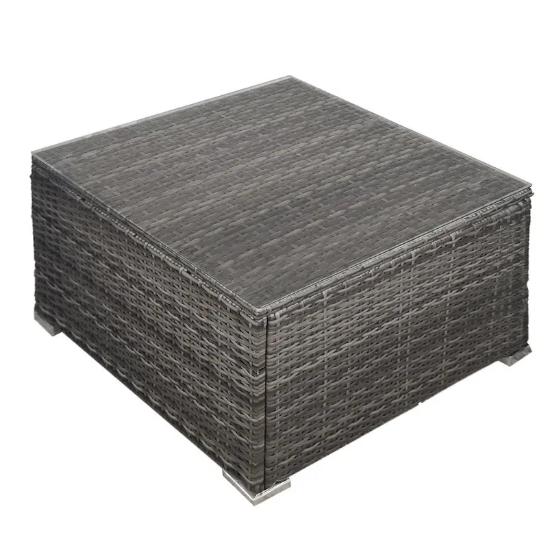 Grey Outdoor Wicker Coffee Table – London Rattan Patio Furniture (1-Piece) 1
