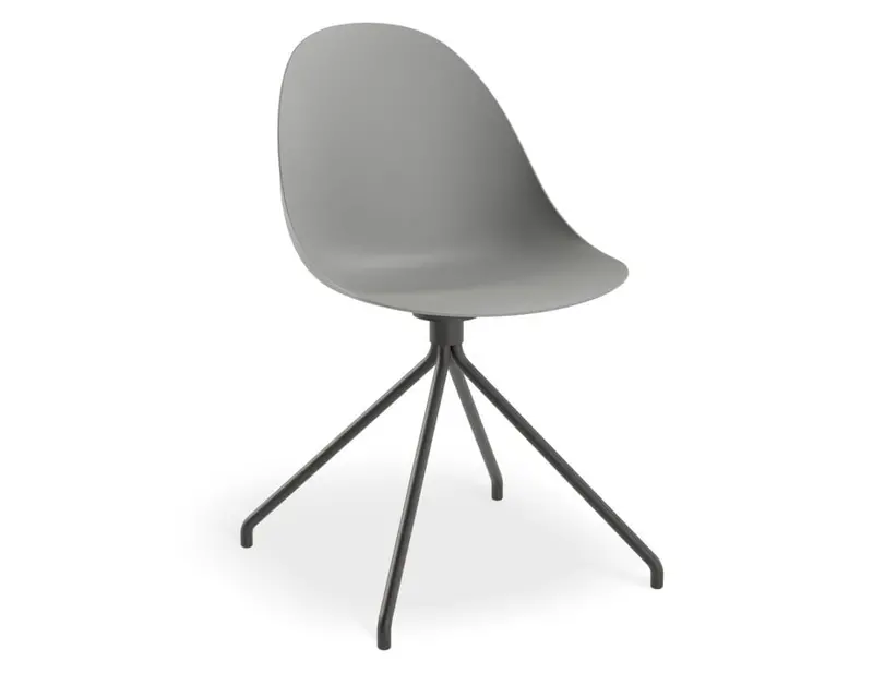 Grey Pebble Chair With Shell Seat And Black Pyramid Fixed Base 1