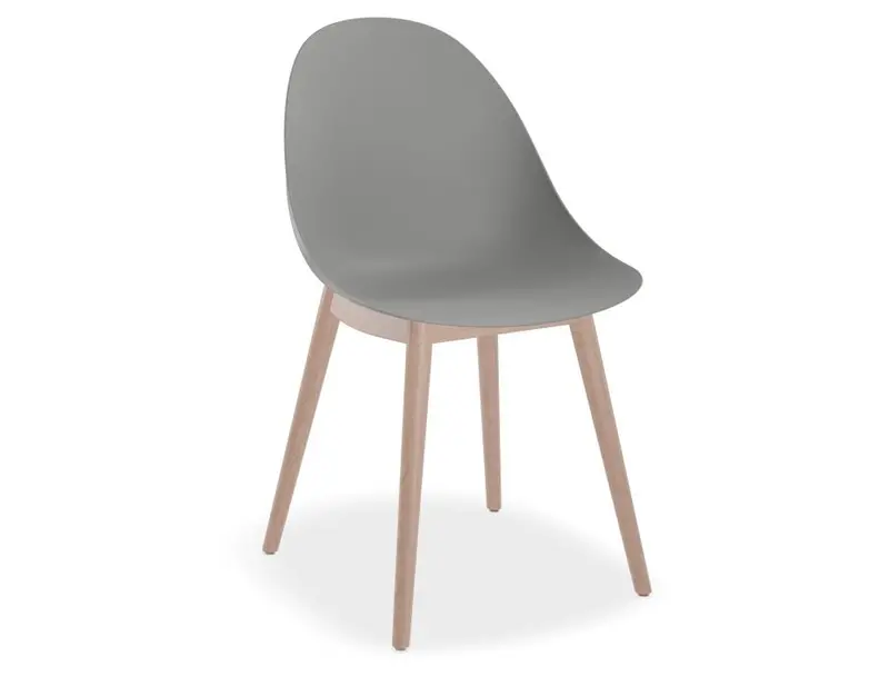 Grey Pebble Chair With Shell Seat And Natural Beechwood Base 1