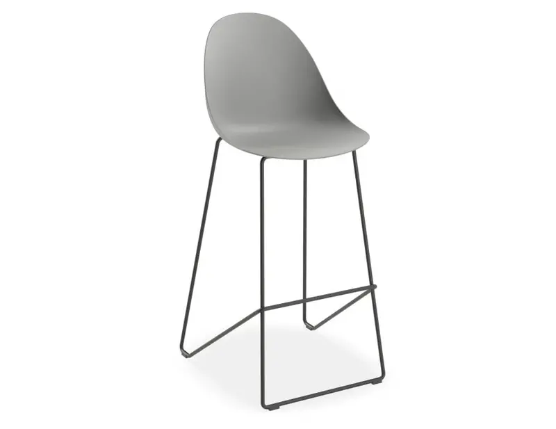 Grey Pebble Shell Bar Stool – 76Cm Seat Height With Black Frame 1