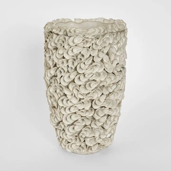 Grey Textured Tidal-Inspired Ceramic Vase 1