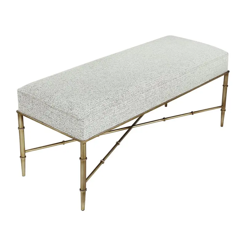 Hacienda Salt & Pepper Iron Bench Ottoman – Luxury Accent Piece 1