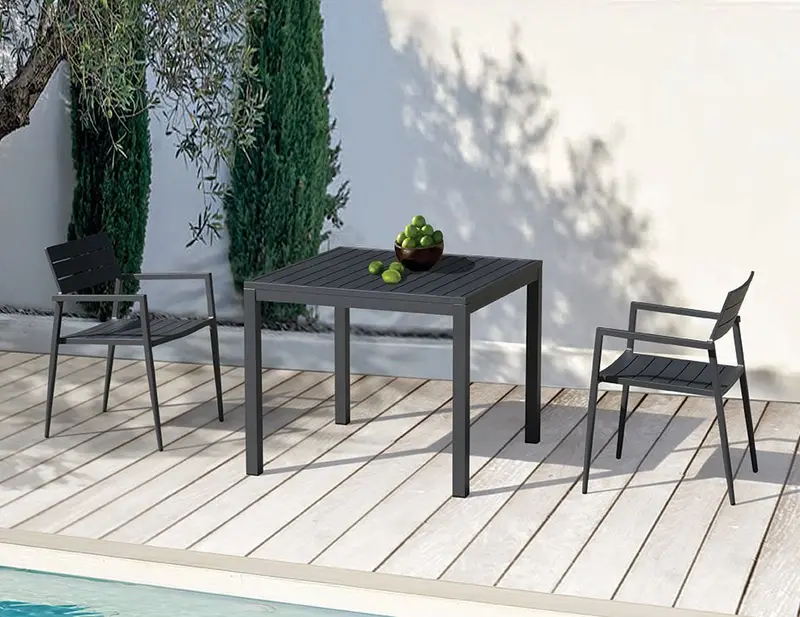 Halki Square Outdoor Table – 90X90Cm, Charcoal Powder-Coated 1