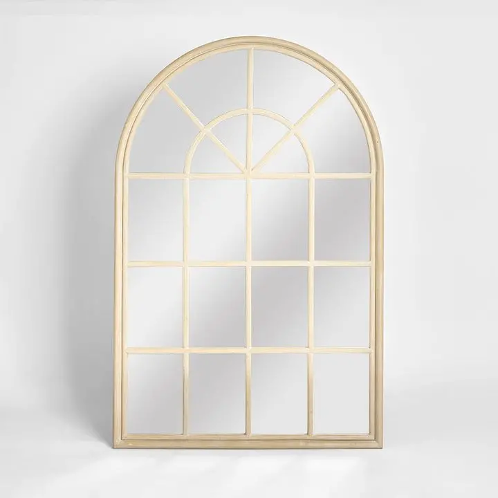 Hamptons Arched Wall Mirror – 100X150Cm, Natural Wood Frame 1