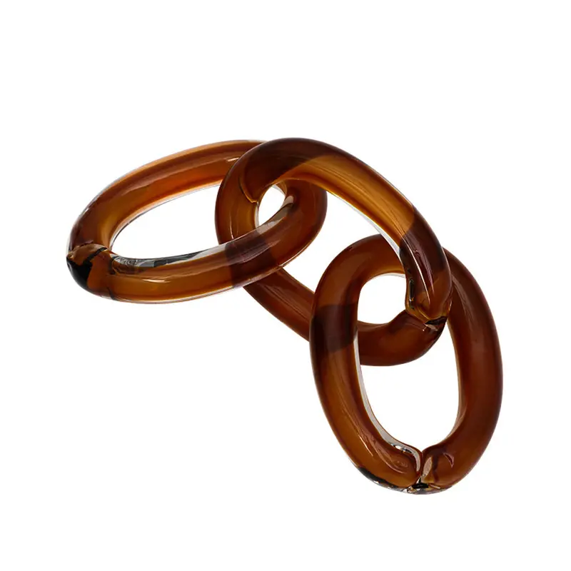 Handmade Tea-Tinted Glass Three-Ring Sculpture 1