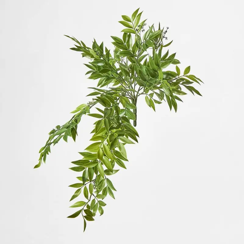 Hanging Ruscus Bush With Natural-Looking Seeds – Full Faux Wreath 1