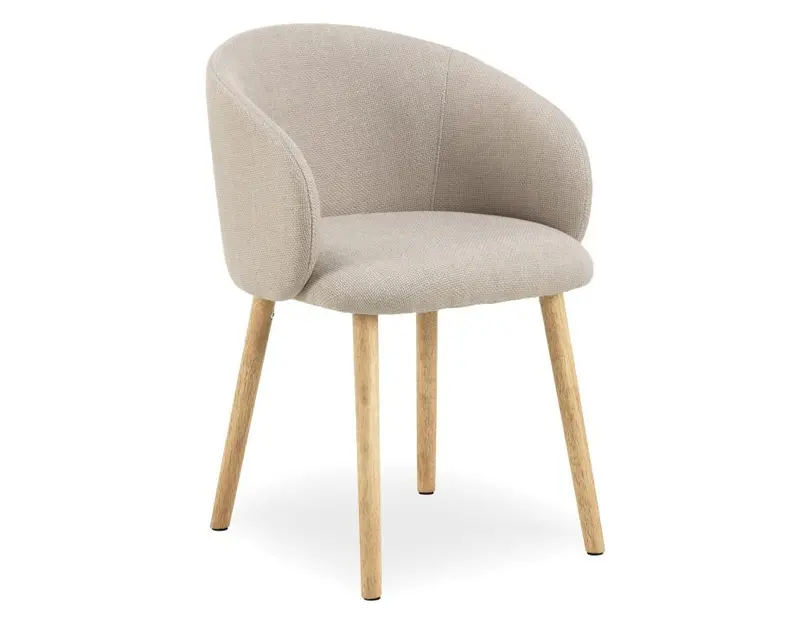 Henley Dining Chair With Timber Legs And Fawn Beige Fabric Seat 1