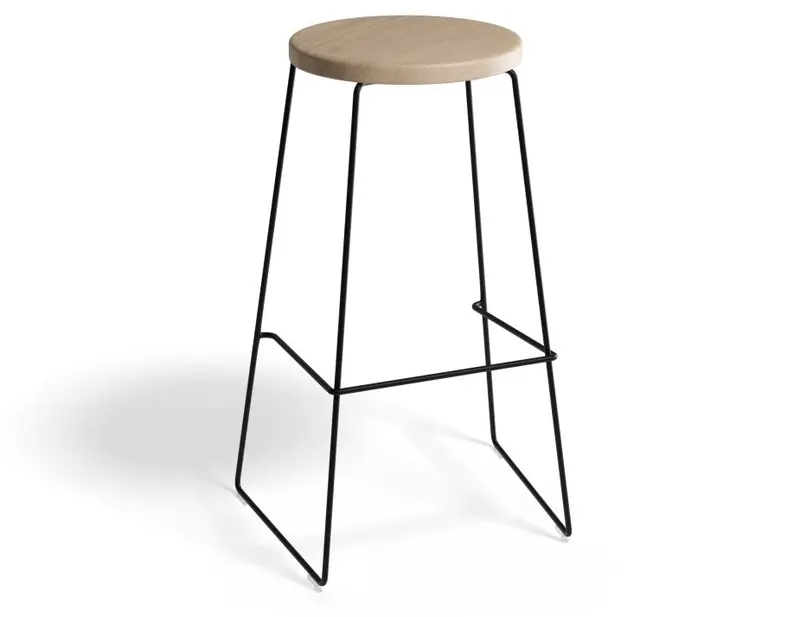 Hugo Black-Frame Bar Stool With Natural Woven Seat – 78 Cm Height 1