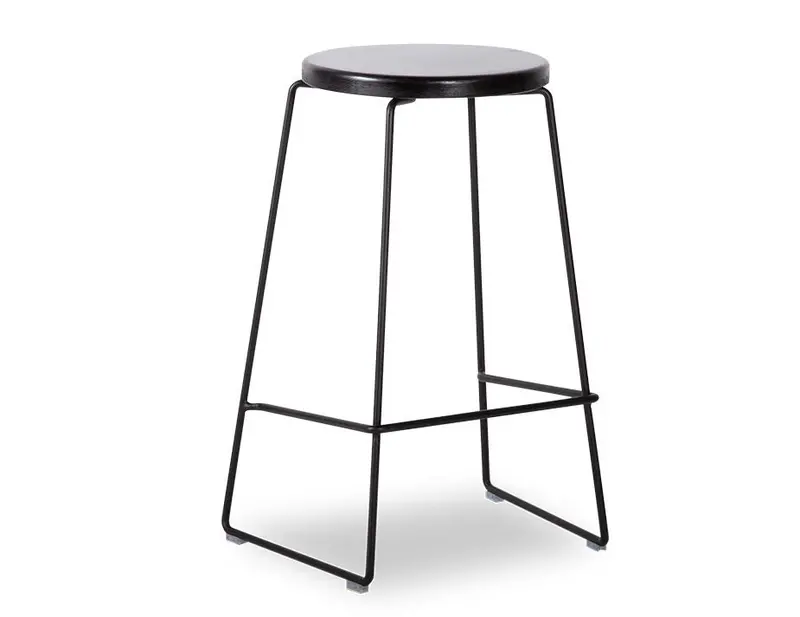 Hugo Round Stool With Black Powder-Coated Frame 1