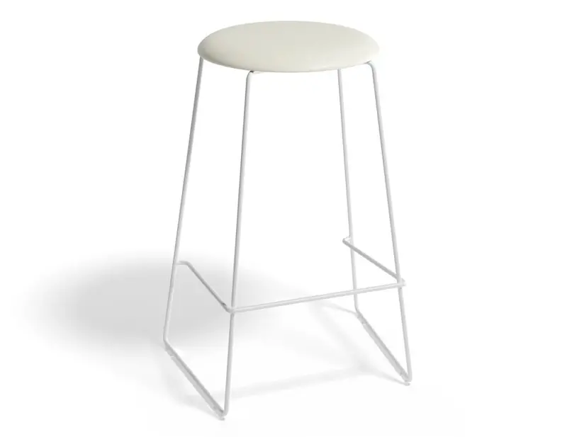 Hugo White Barstool With Vintage-Style Pu Seat 1