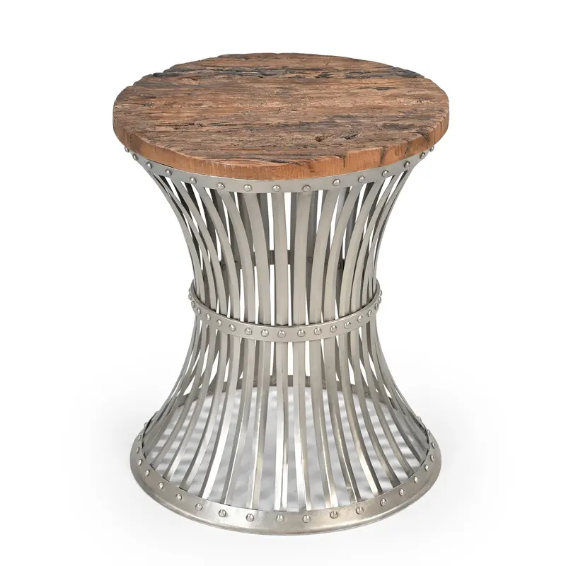 Industrial-Inspired Inverted Side Table – Wood And Iron Construction 1