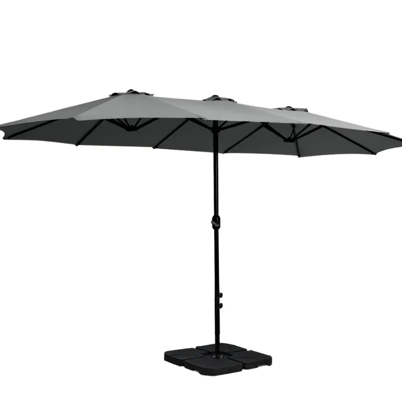 Instahut 4.57M Tilt-Adjustable Outdoor Umbrella – Charcoal Beach & Garden Parasol With Base Stand 1