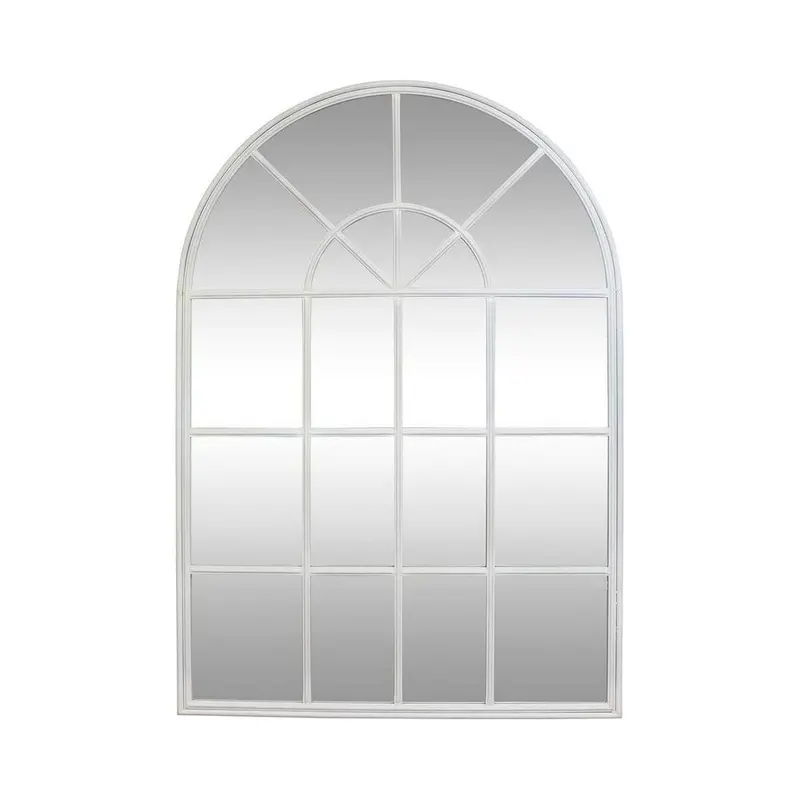 Iron-Arched Paneled Mirror In White Finish 1
