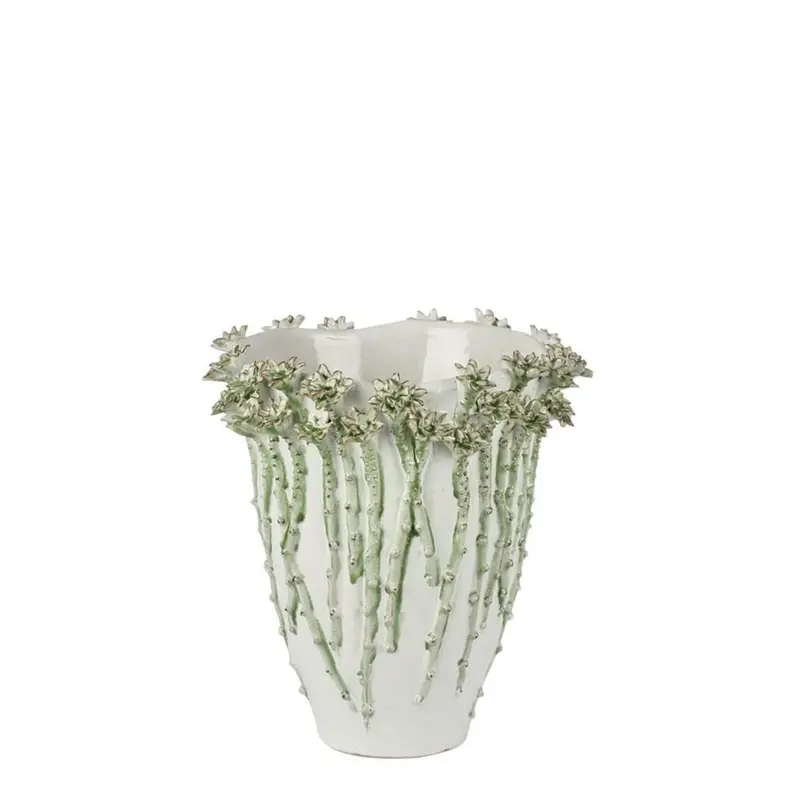 Jardin Medium Green Ceramic Vase – Organic Curved Silhouette 1