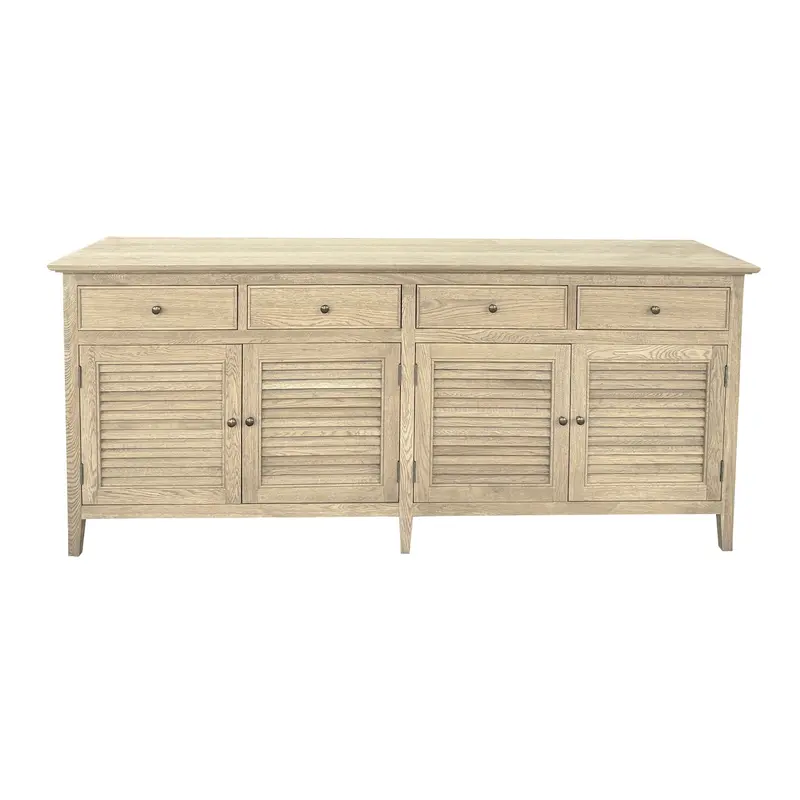 Jensen Louvre-Style Sideboard In Weathered Oak Finish 1
