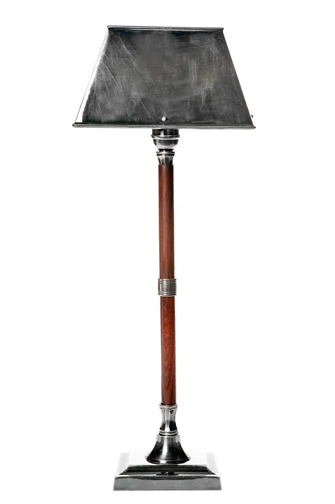 Jersey Table Lamp With Timber Accents And Silver Shade 1