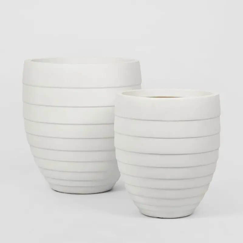 Jules Set Of Two White Ceramic Planters – Minimalist Indoor Or Outdoor Pots 1
