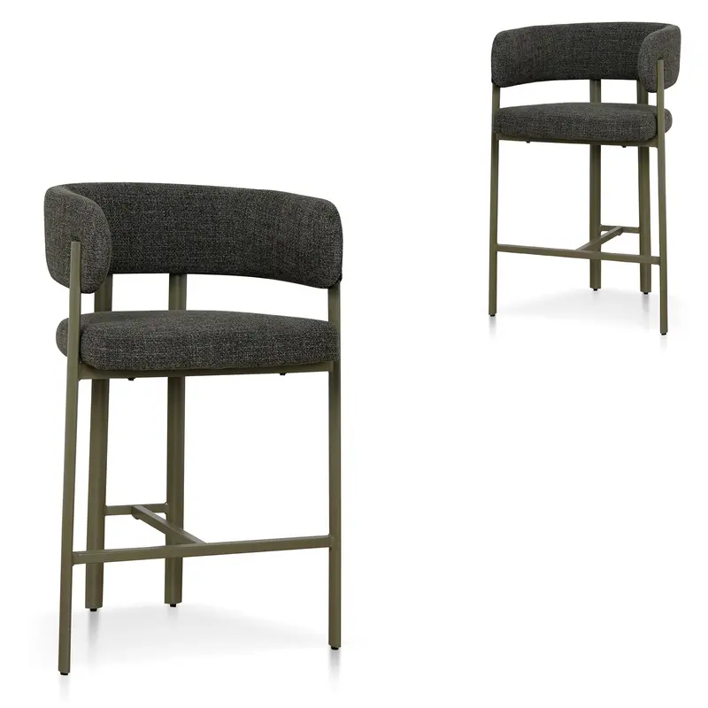 Kaitoke Green Barstools – Vibrant Botanical-Inspired Set, Set Of 2 1