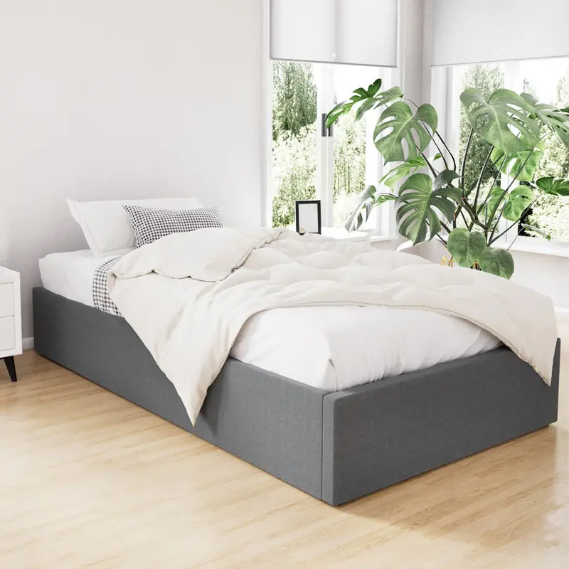 King Single Gas-Lift Storage Bed Base – Fabric Platform Frame 1