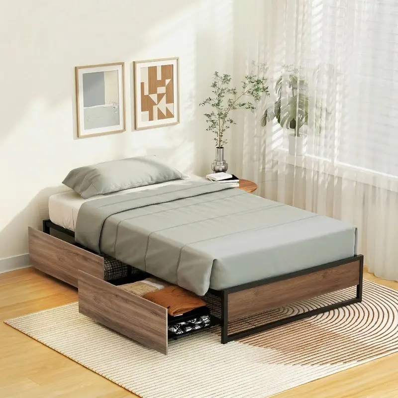 King Single Metal Bed Frame – Oslo Storage Bed Base 1