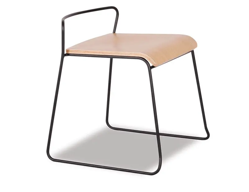 Krafter Low-Profile Stool – Black Steel & Natural Wood 1