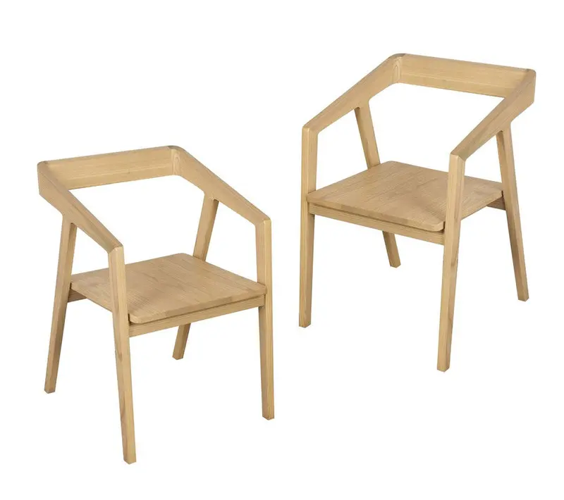 Kyoto Solid Oak Armchair – Pair In Natural Finish 1