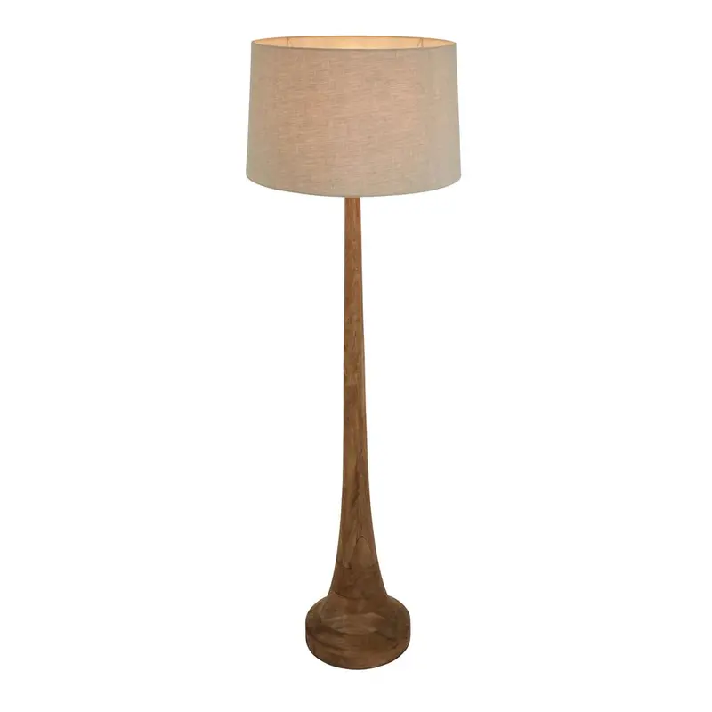 Lancia Large Slender Floor Lamp – Dark Natural Turned Wood 1
