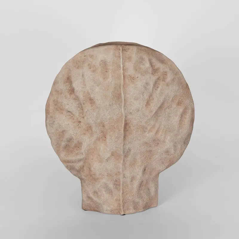 Large Arc-Shaped Ceramic Vessel In Brown Glaze 1