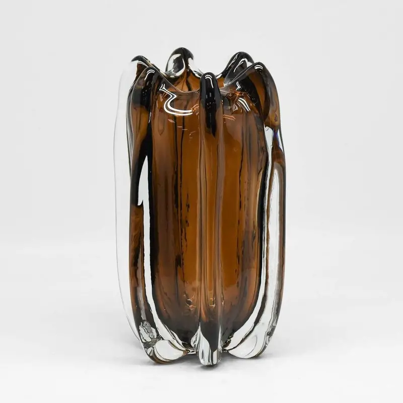 Large Brown Noria Handblown Glass Vase 1