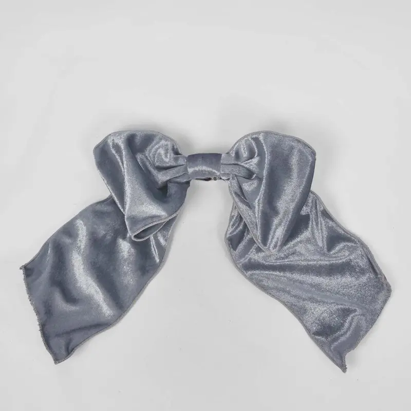 Large Light Blue Velvet Clip-On Bow For Seasonal Decor 1