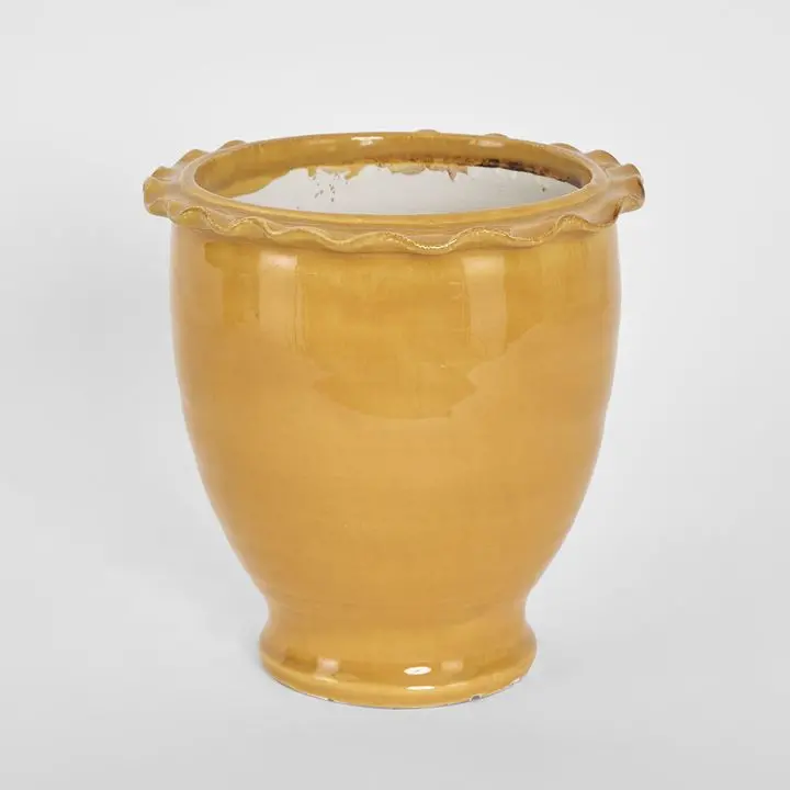 Large Mustard Petal Pot – Bold Modern Planter 1