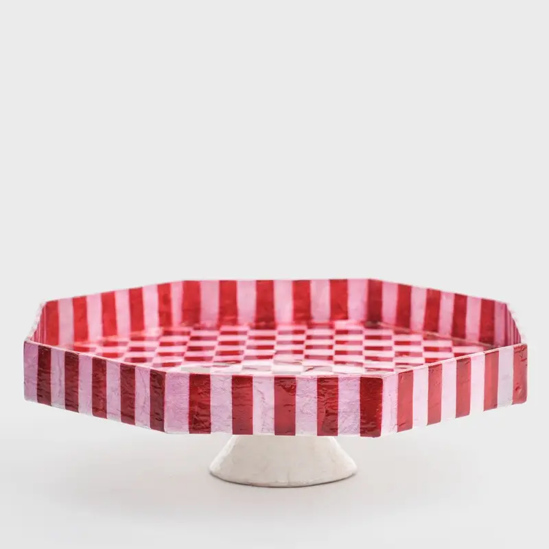 Large Red And Pink Checker Cake Stand 1