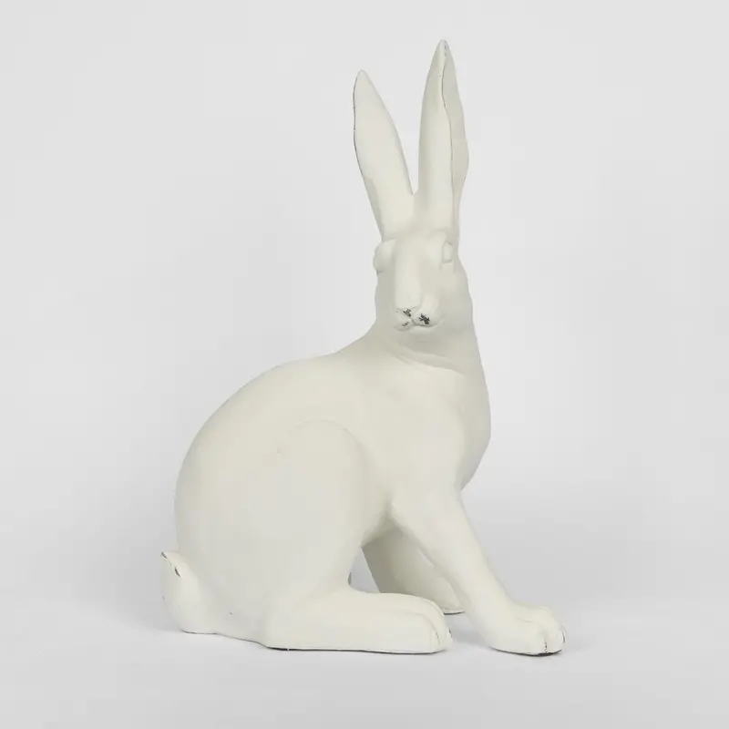 Large Seated White Hare Decorative Figure 1