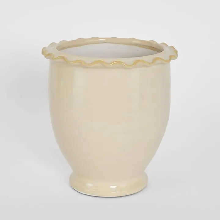 Large White Petal Pot – Statement Ceramic Container 1