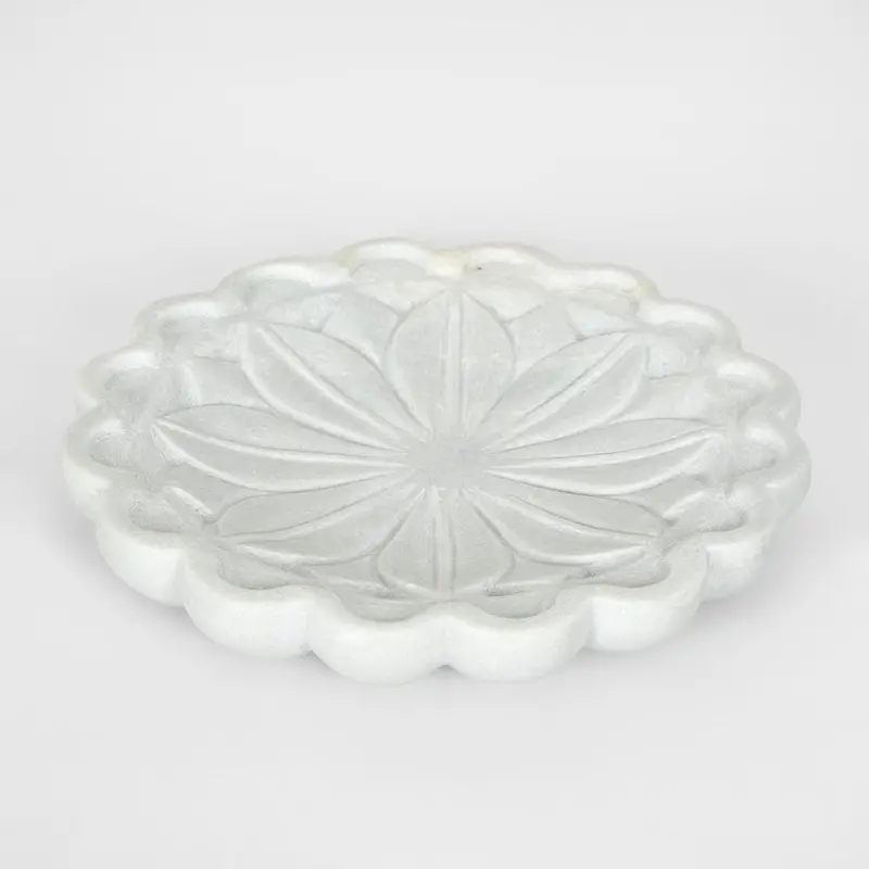 Lia White Marble Flower-Shaped Medium Bowl 1