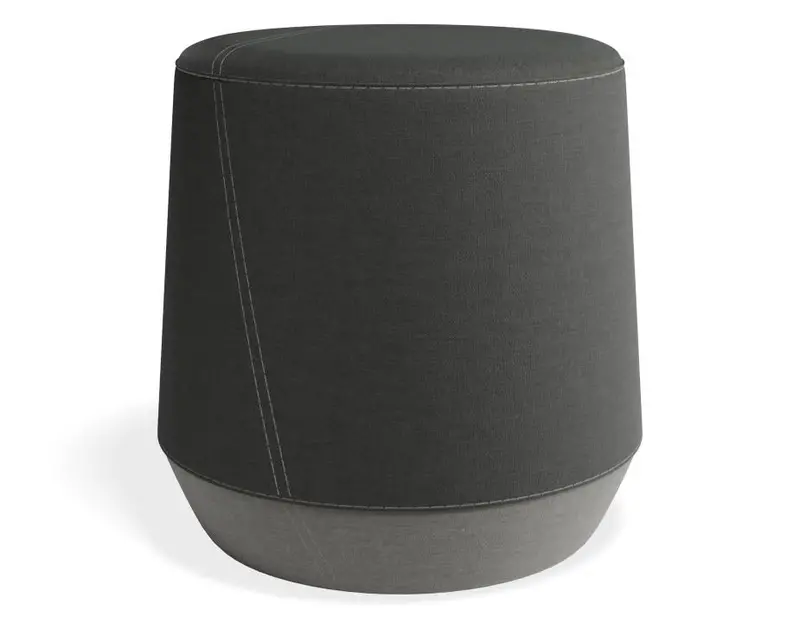 Light Grey Button Ottoman – Sophisticated Dark Grey Trim 1