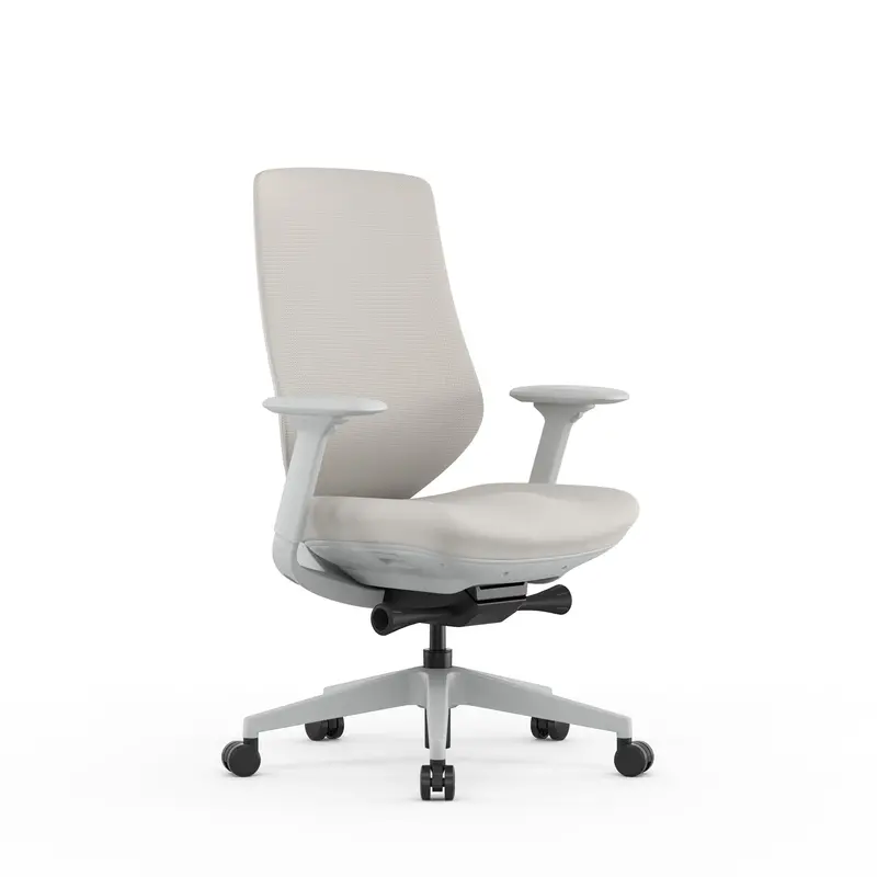 Light Grey Mesh Office Chair With Ergonomic Back Support 1
