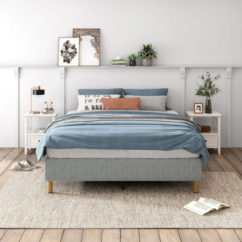Light Grey Metal Single Bed Frame 1