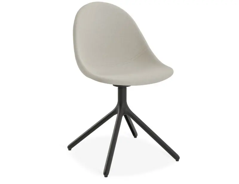 Light Grey Pebble Fabric Swivel Office Chair – Black Base 1