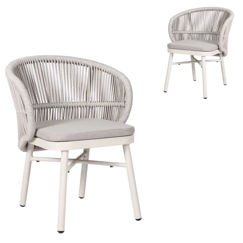 Light Grey Sand White Outdoor Dining Chairs – Set Of 2 1
