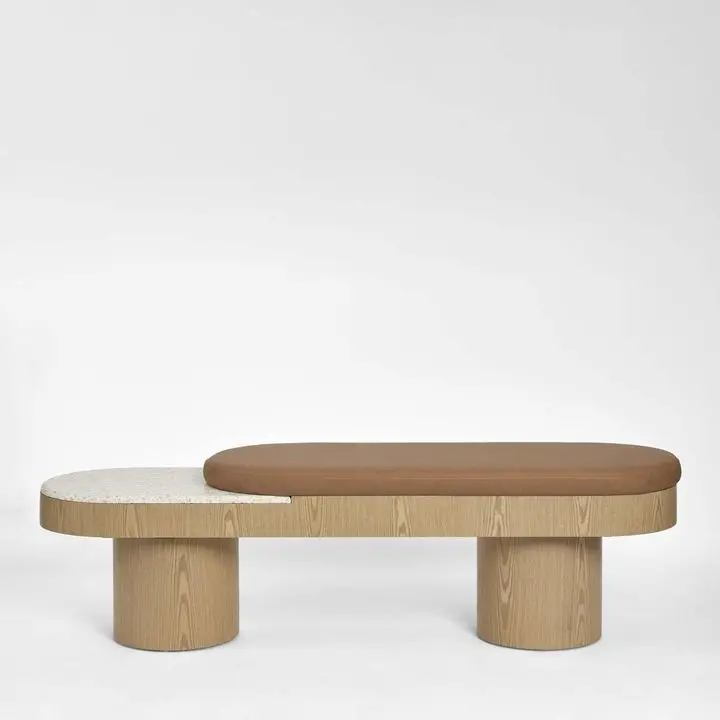 Light Oak And Terrazzo Arlo Bench For Contemporary Spaces 1