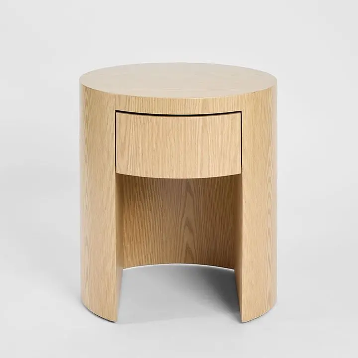 Light Oak Arc Bedside Lamp Table With Single Drawer 1