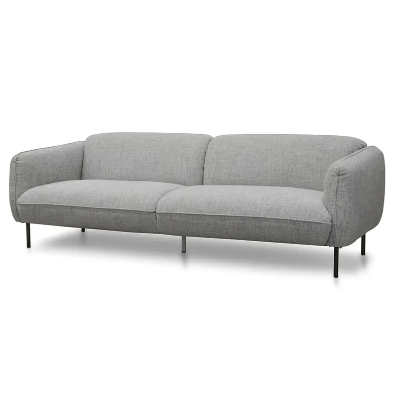 Light Speckled Grey Fabric 3-Seater Sofa 1