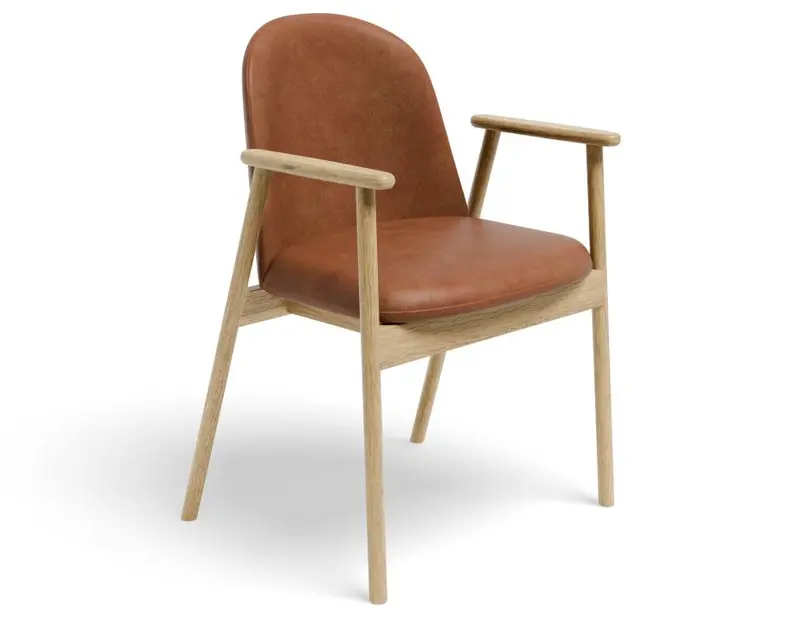 Lina Armchair – Natural Wood Frame With Retro Brandy Pu Seating 1