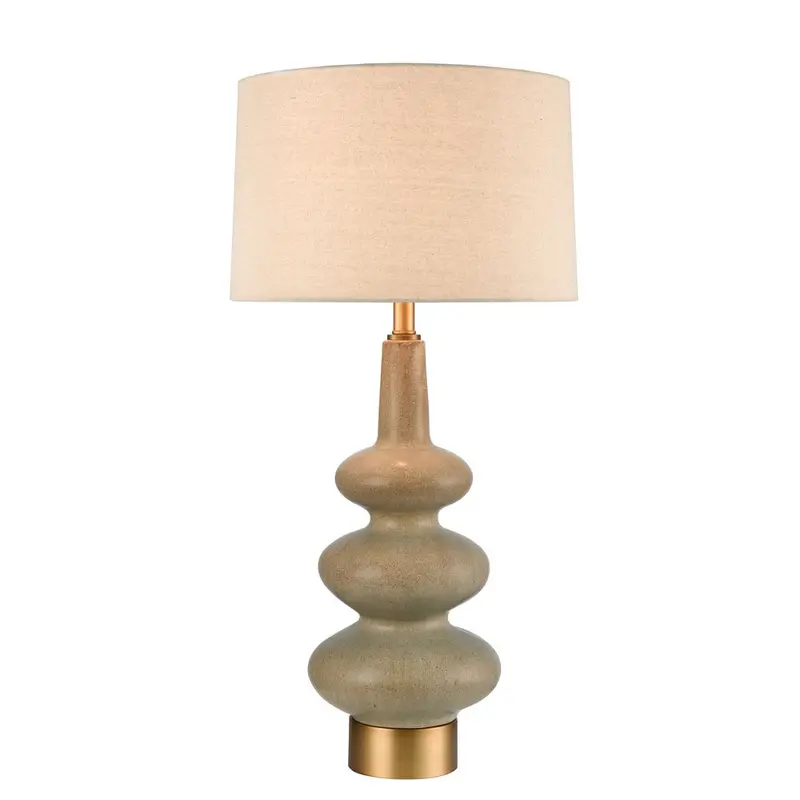 Linden Sandstone-Finished Table Lamp With Linen Shade 1