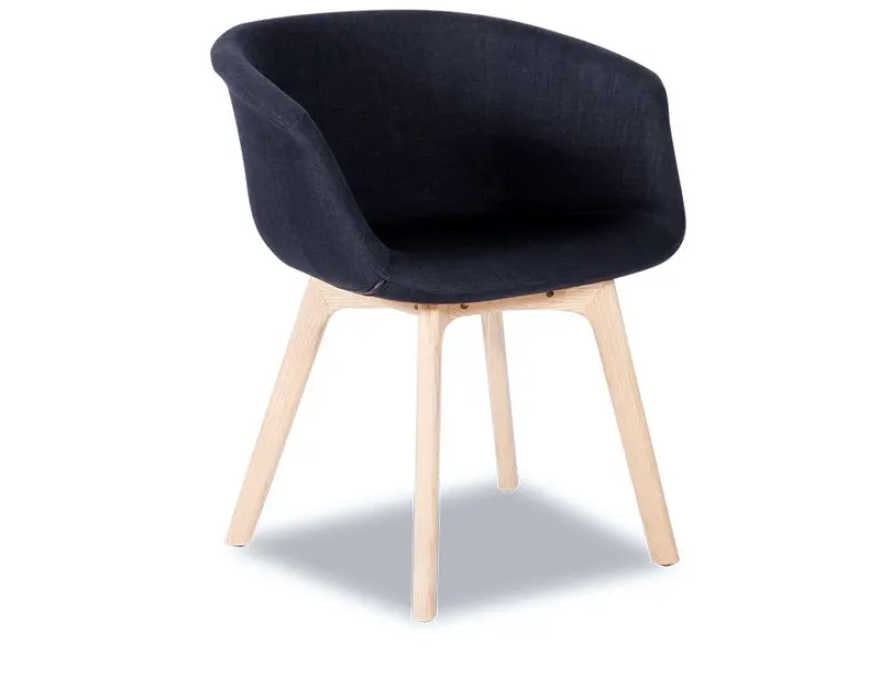 Lonsdale Armchair In Natural Finish With Black Fabric Upholstery 1