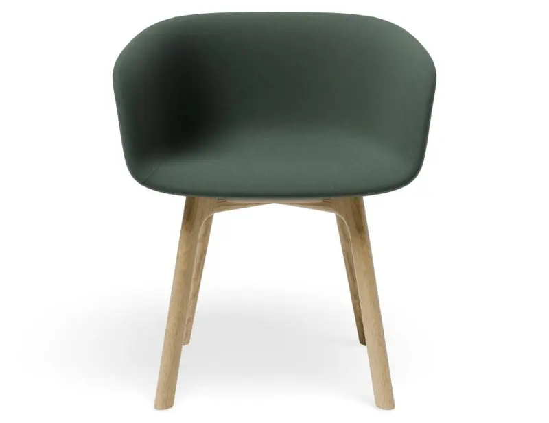 Lonsdale Natural-Finish Armchair – Emerald Green Fabric 1