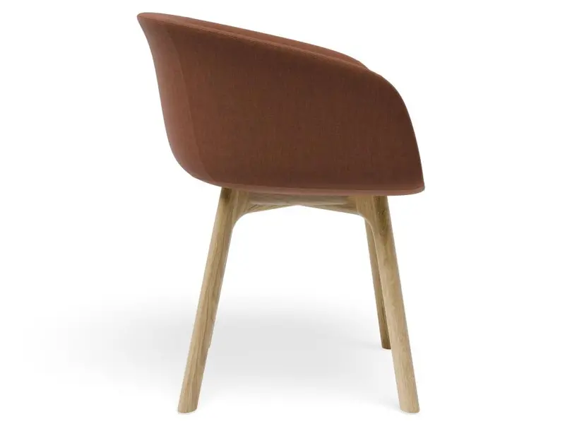 Lonsdale Natural-Finish Armchair – Terracotta Brown Fabric 1