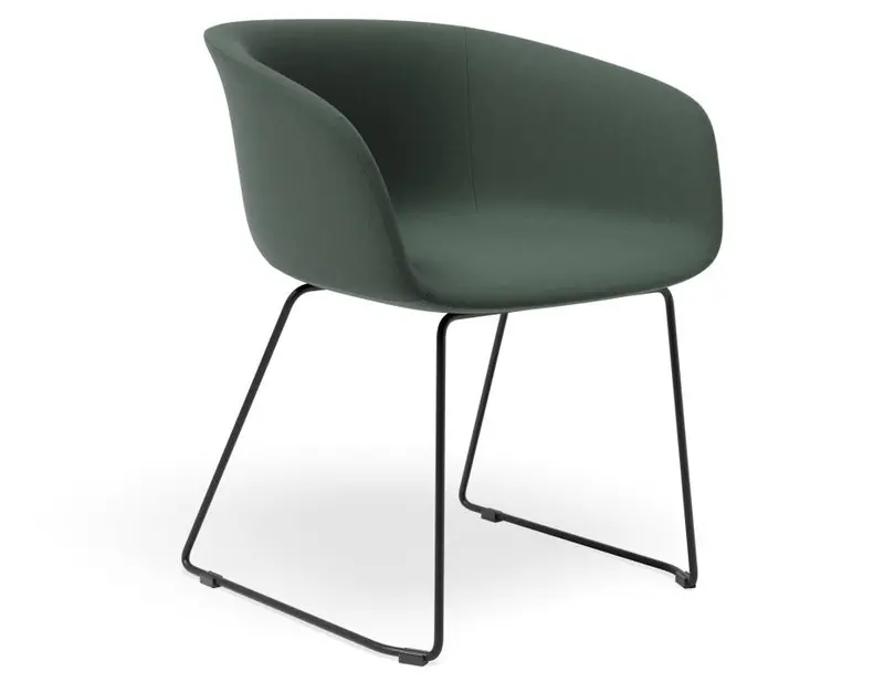 Lonsdale Sled Armchair – Emerald Green Fabric Seat 1