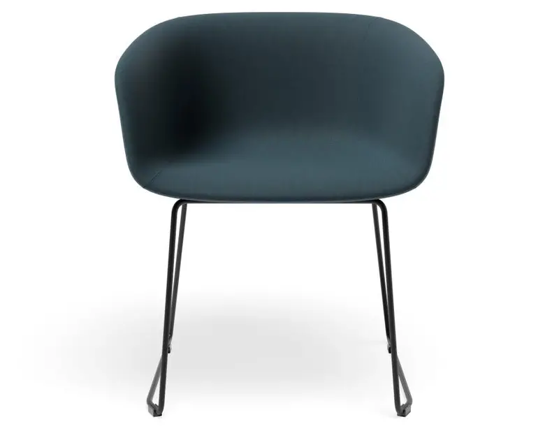 Lonsdale Sled Armchair – Navy Blue Fabric Seat 1